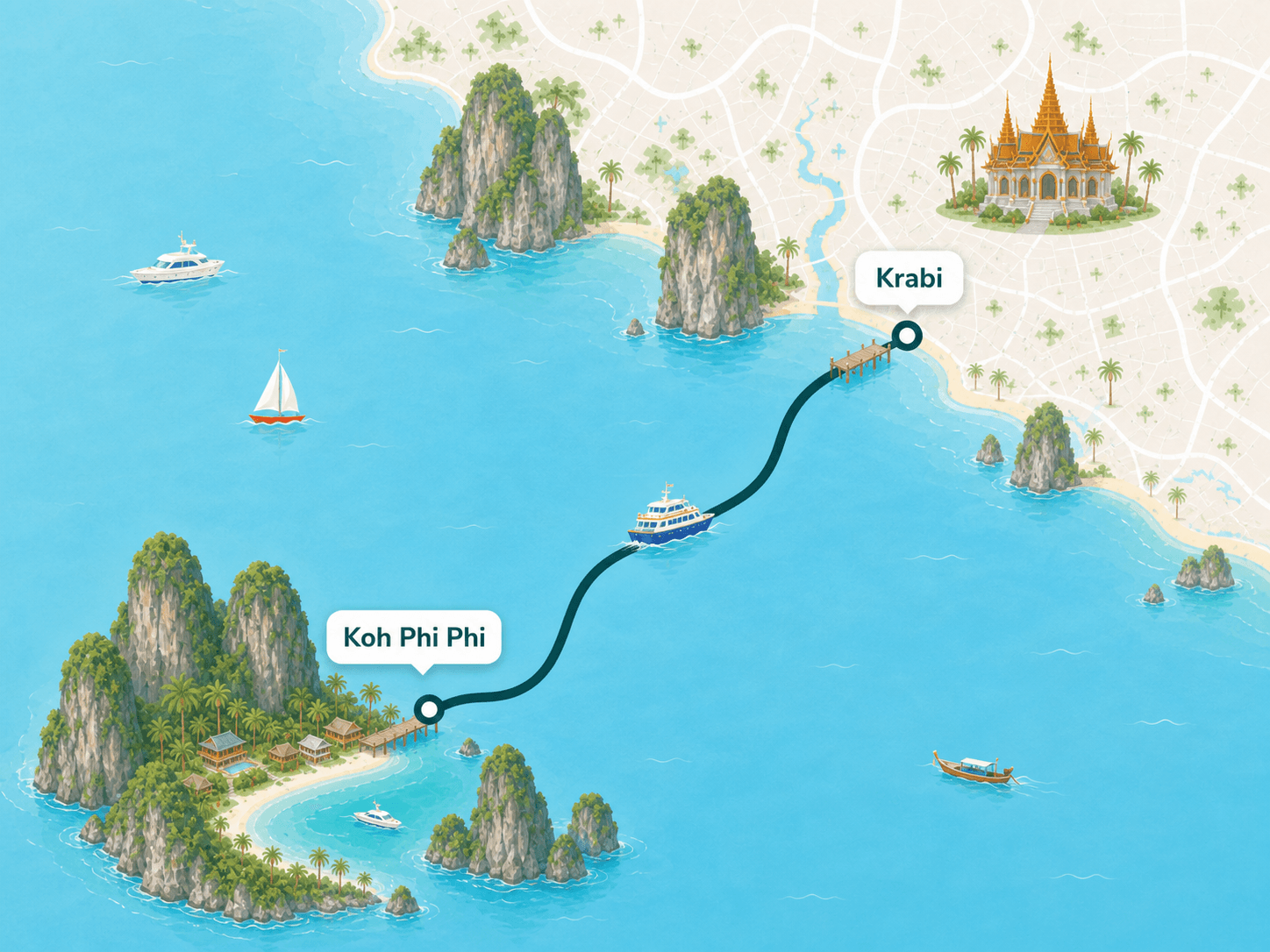 Krabi to Koh Phi Phi route