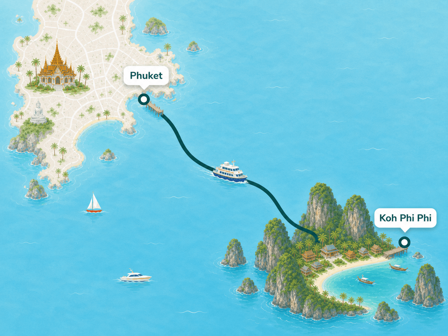 Phuket to Koh Phi Phi route